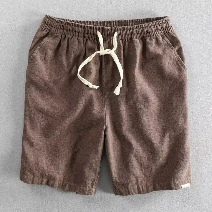 Buddha Stones Drawstring Elastic Waist Cotton Men’s Shorts With Pockets - SaddleBrown / US/UK/AU34，EU44 (L) - Men’s