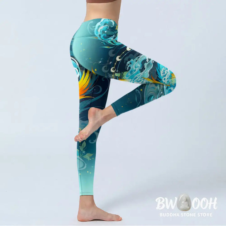 BWOOOH printed yoga leggings - Dreamy Lively Phoenix Cloud Pattern Prin