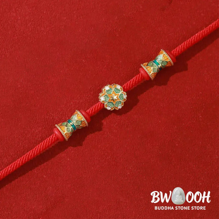 Buddha Stones Dunhuang 925 Sterling Silver Lotus Drum New Beginning Red Rope Bracelet - BWOOOH - 14-17cm - Bracelet