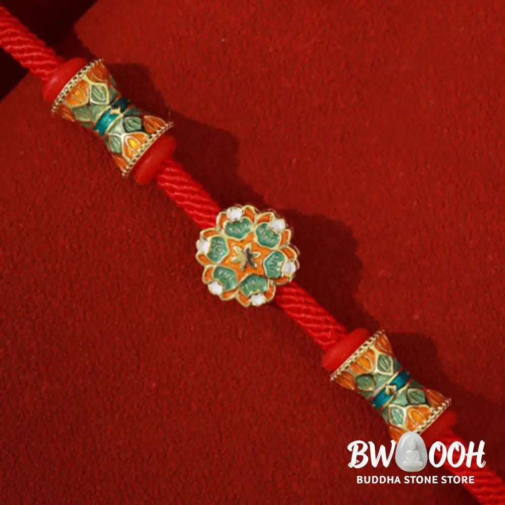 Buddha Stones Dunhuang 925 Sterling Silver Lotus Drum New Beginning Red Rope Bracelet - BWOOOH - 14-17cm - Bracelet