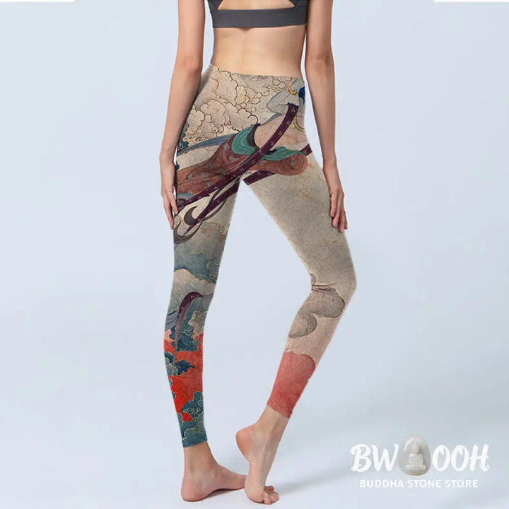 BWOOOH printed yoga leggings - Dunhuang Flying Apsaras Auspicious Cloud