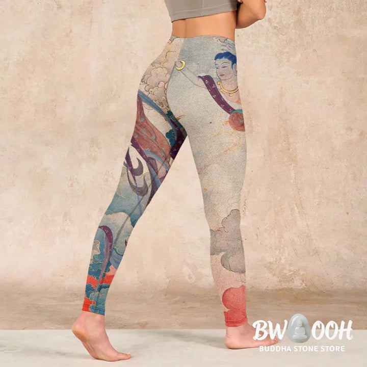 BWOOOH printed yoga leggings - Dunhuang Flying Apsaras Auspicious Cloud