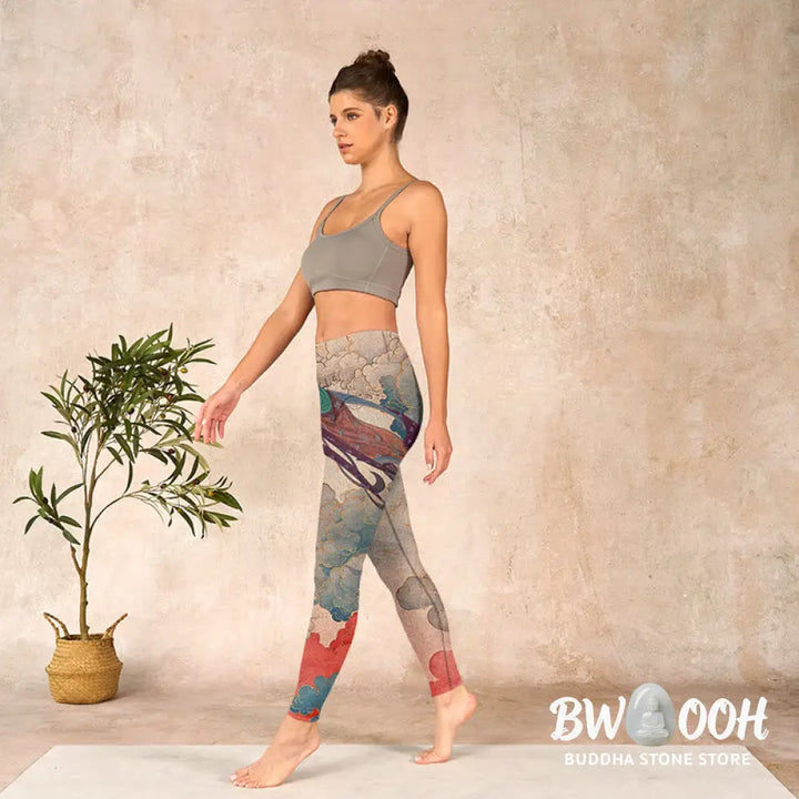 BWOOOH printed yoga leggings - Dunhuang Flying Apsaras Auspicious Cloud