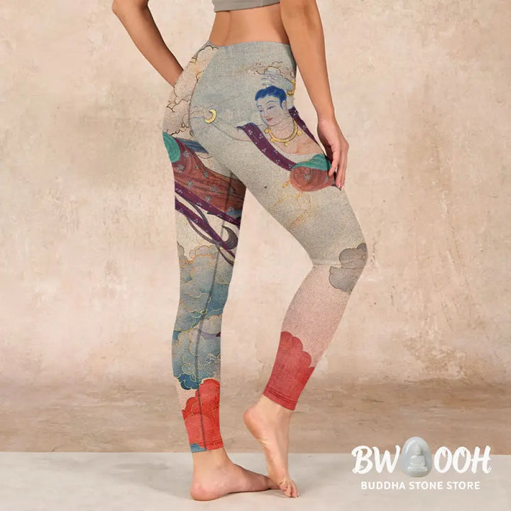 BWOOOH printed yoga leggings - Dunhuang Flying Apsaras Auspicious Cloud