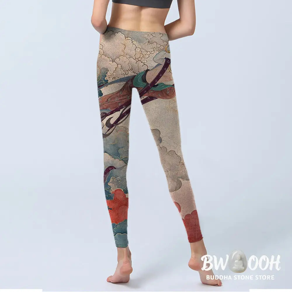 BWOOOH printed yoga leggings - Dunhuang Flying Apsaras Auspicious Cloud