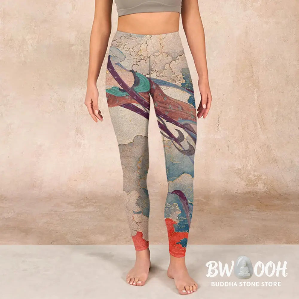 BWOOOH printed yoga leggings - Dunhuang Flying Apsaras Auspicious Cloud