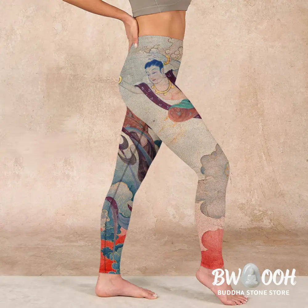 BWOOOH printed yoga leggings - Dunhuang Flying Apsaras Auspicious Cloud