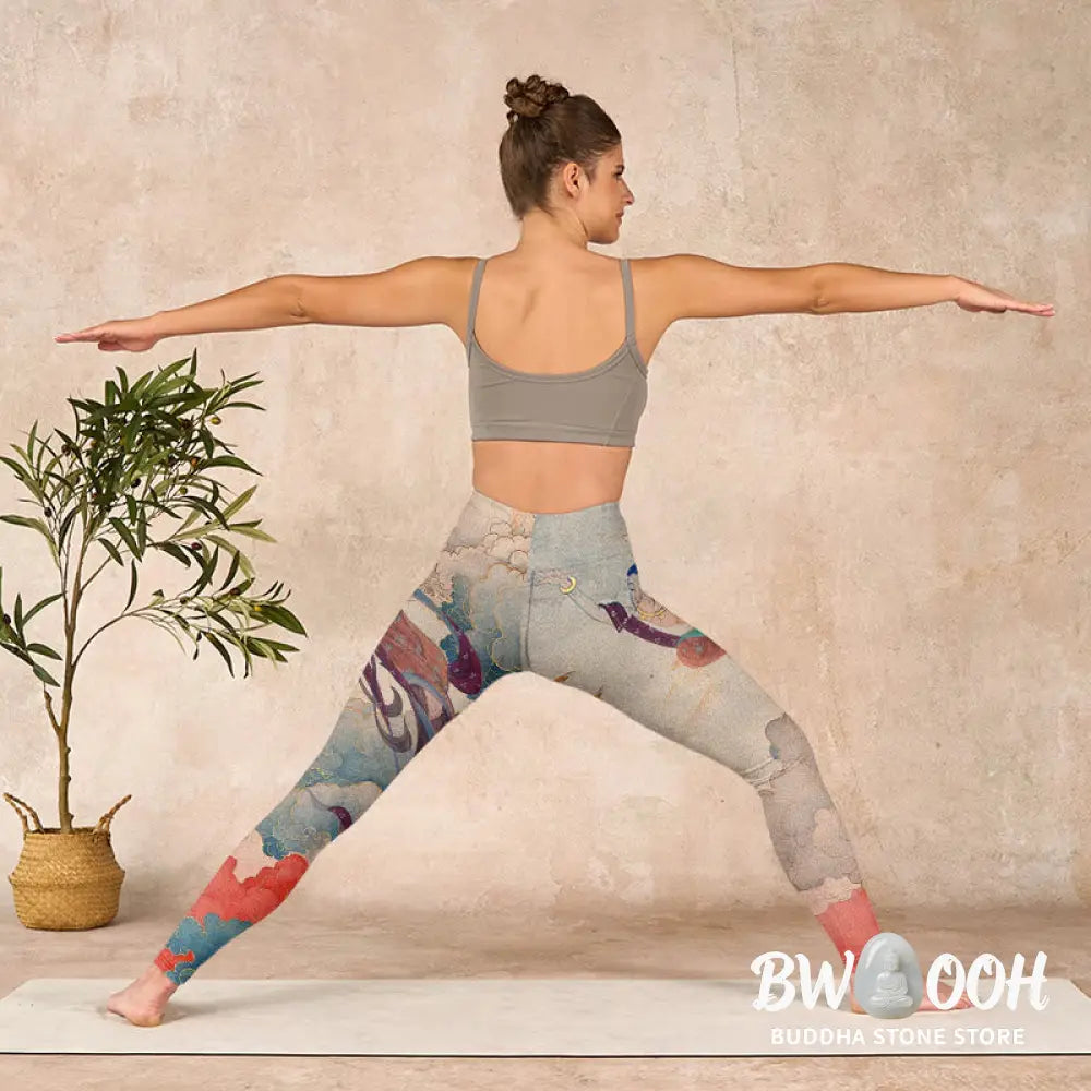 BWOOOH printed yoga leggings - Dunhuang Flying Apsaras Auspicious Cloud