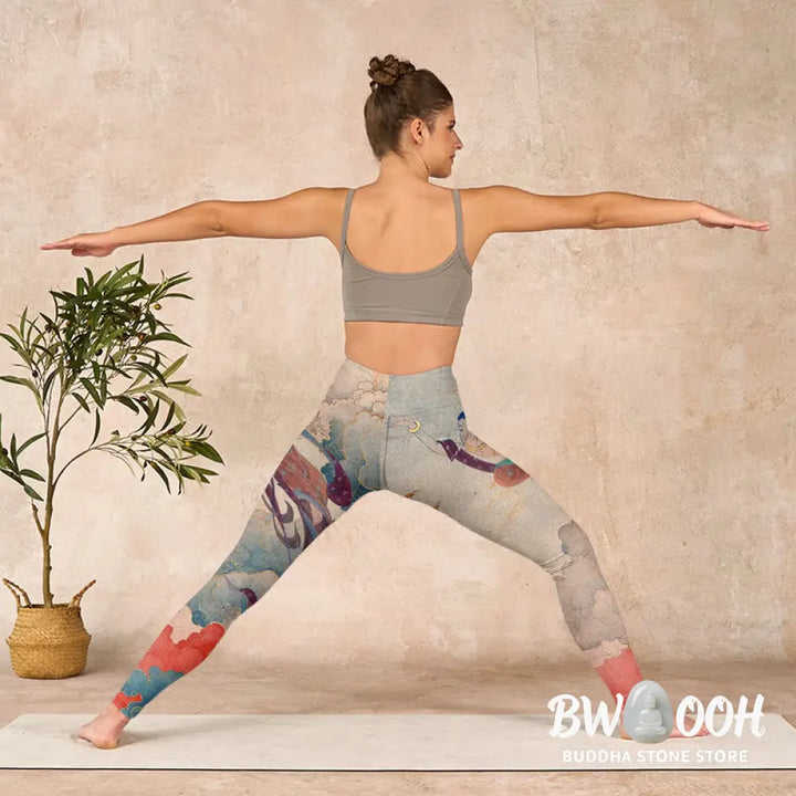 BWOOOH printed yoga leggings - Dunhuang Flying Apsaras Auspicious Cloud