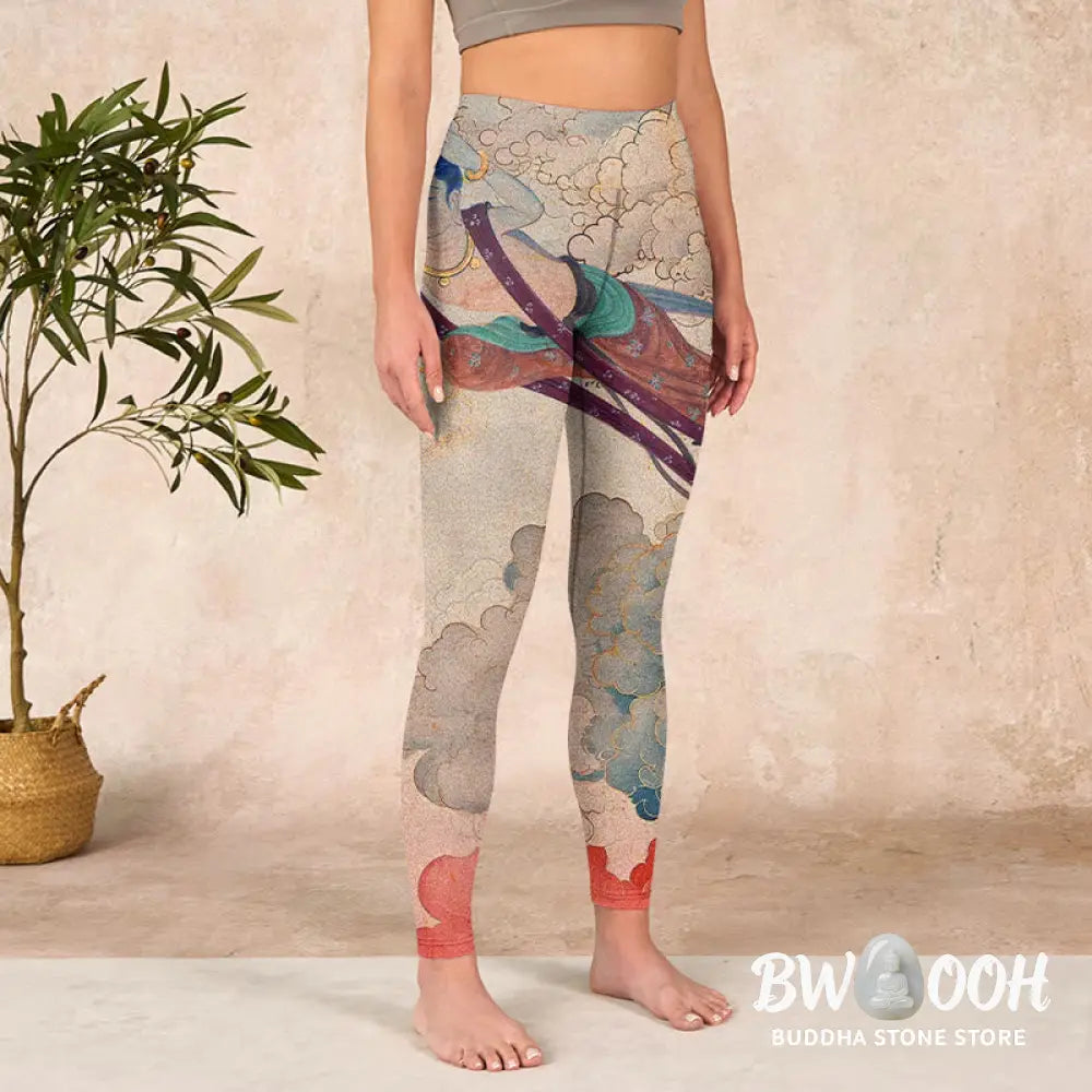BWOOOH printed yoga leggings - Dunhuang Flying Apsaras Auspicious Cloud
