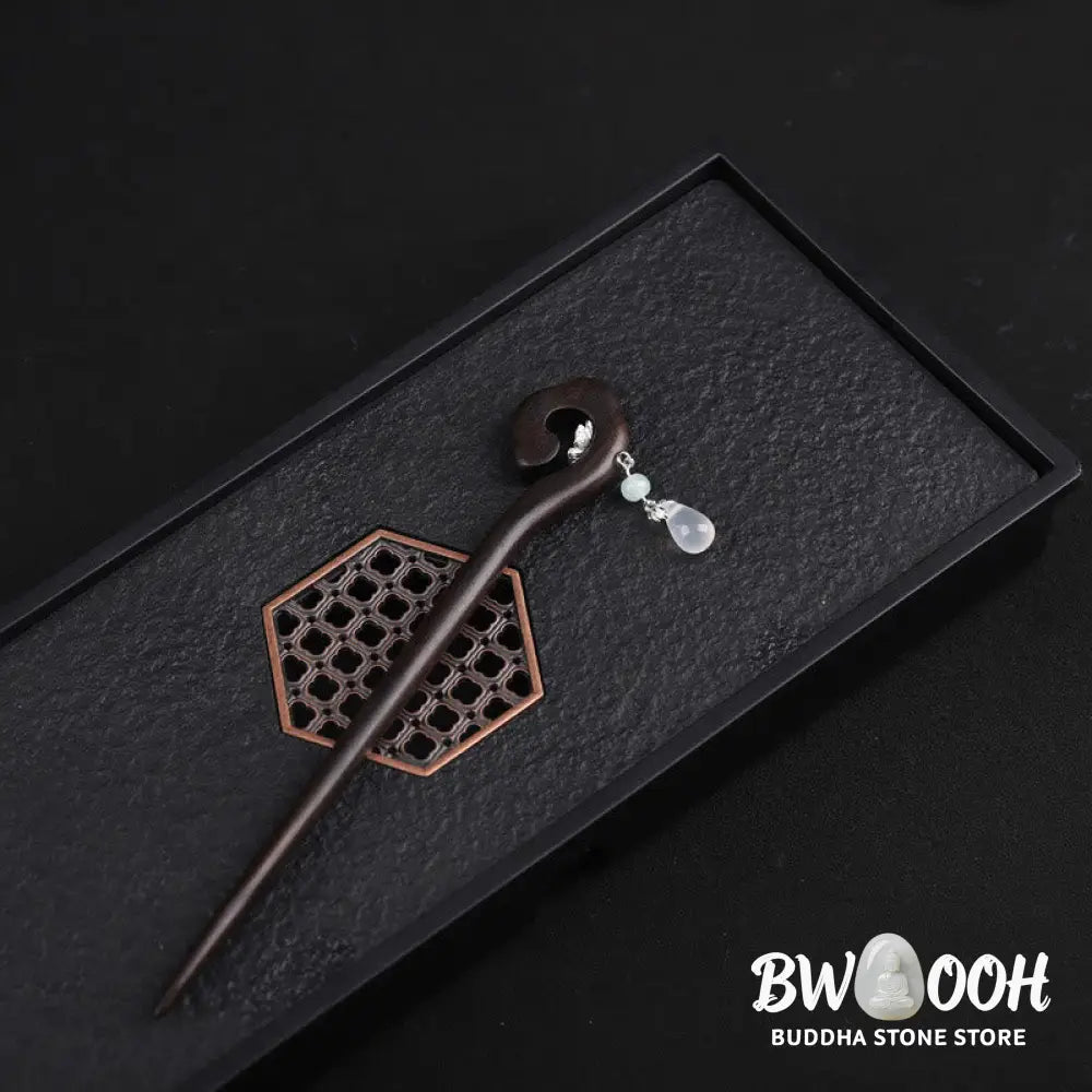 Buddha Stones Ebony Auspicious Cloud Courage Hairpin - Ebony Hairpin - Hairpin