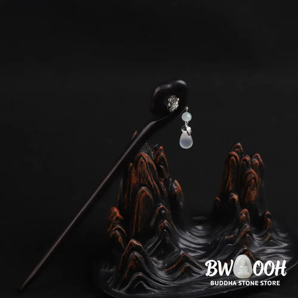Buddha Stones Ebony Auspicious Cloud Courage Hairpin - Ebony Hairpin - Hairpin