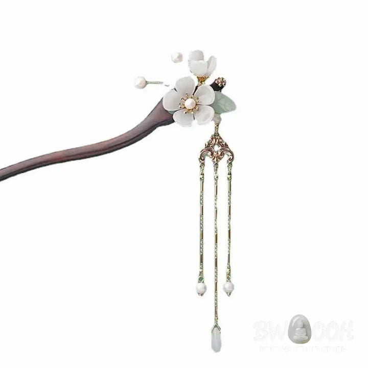 Buddha Stones Ebony Flower Protection Blessing Hairpin Decorations - Ebony (Protection ♥ Courage) - Hairpin