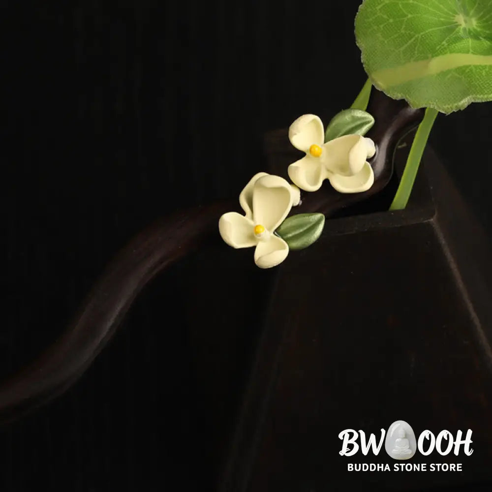 Buddha Stones Ebony Gardenia Petal Courage Hairpin - Ebony Hairpin - Hairpin