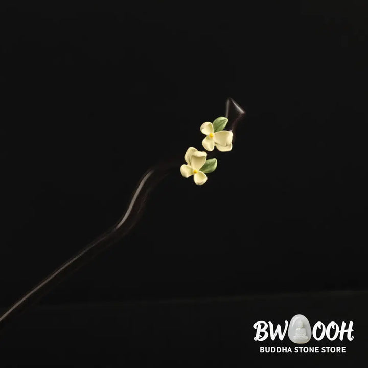 Buddha Stones Ebony Gardenia Petal Courage Hairpin - Ebony Hairpin - Hairpin
