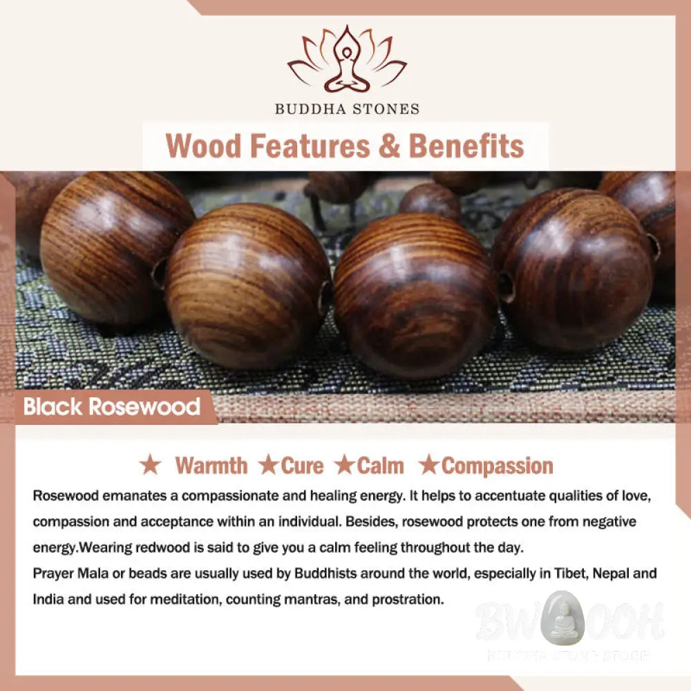 BWOOOH Ebony Green Sandalwood Black Rosewood Bamboo Peace Bracelet | spiritual healing bracelet