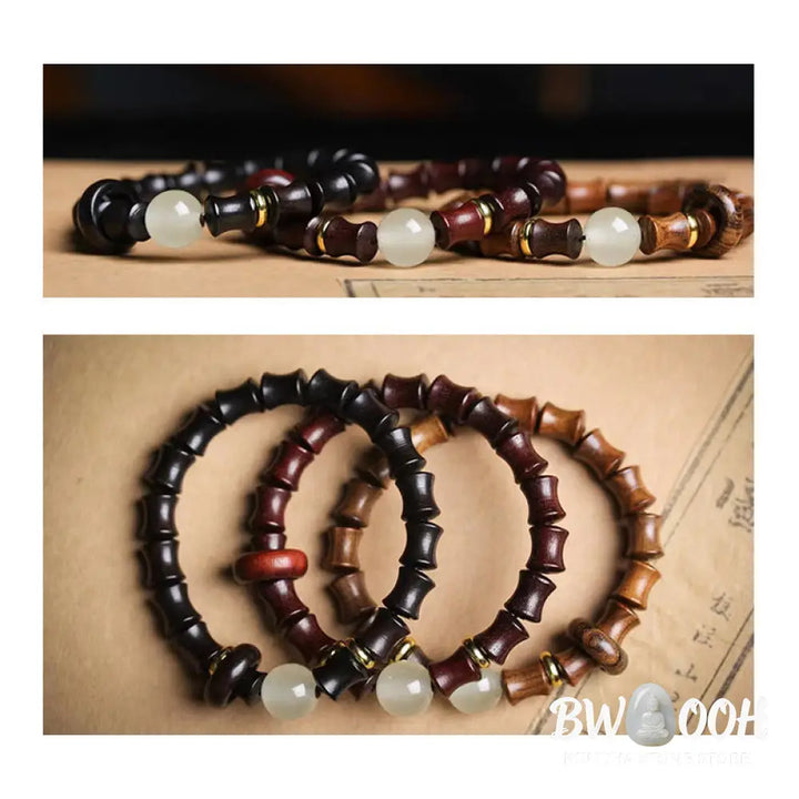 BWOOOH Ebony Green Sandalwood Black Rosewood Bamboo Peace Bracelet | spiritual healing bracelet