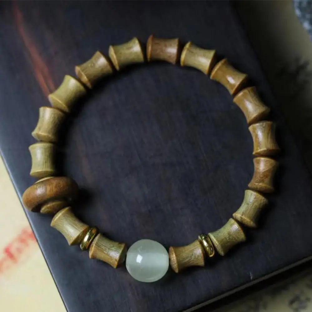 BWOOOH Ebony Green Sandalwood Black Rosewood Bamboo Peace Bracelet | spiritual healing bracelet