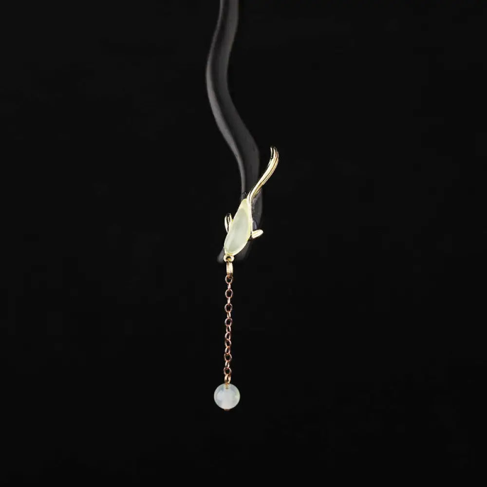 BWOOOH Ebony Hetian Jade Fish Blessing Hairpin