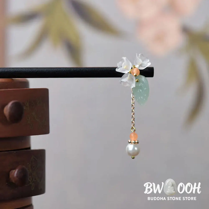 Buddha Stones Ebony Liuli Lily of the Valley Courage Hairpin - Ebony Hairpin - Hairpin