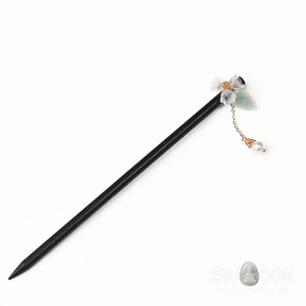 Buddha Stones Ebony Liuli Lily of the Valley Courage Hairpin - Ebony Hairpin - Hairpin