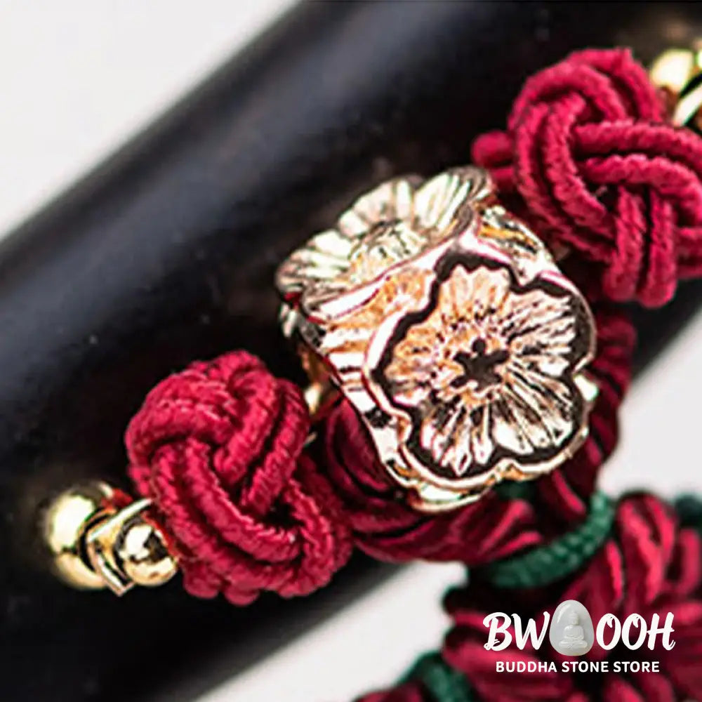 Buddha Stones Ebony Red String Chinese Knot Tassel Protection Hairpin - Ebony Hairpin - Hairpin