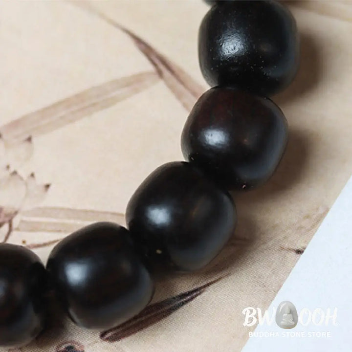 Buddha Stones Ebony Wood Auspicious Clouds Engraved Calm Bracelet - BWOOOH - Ebony Wood(Wrist Circumference 14-16cm)