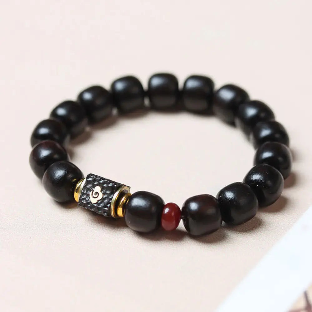 BWOOOH Ebony Wood Auspicious Clouds Engraved Calm Bracelet - BWOOOH - Ebony Wood(Wrist Circumference 14-16cm)
