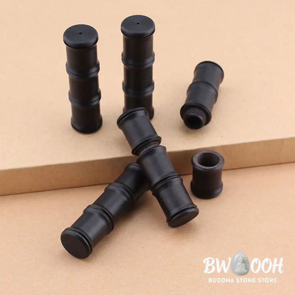 Buddha Stones Ebony Wood Bamboo Pattern Ghau Prayer Box Peace Necklace Pendant - BWOOOH - Necklaces &amp; Pendants
