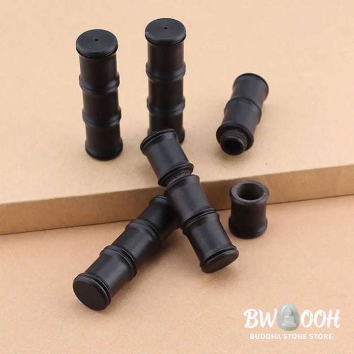 Buddha Stones Ebony Wood Bamboo Pattern Ghau Prayer Box Peace Necklace Pendant - BWOOOH - Necklaces &amp; Pendants