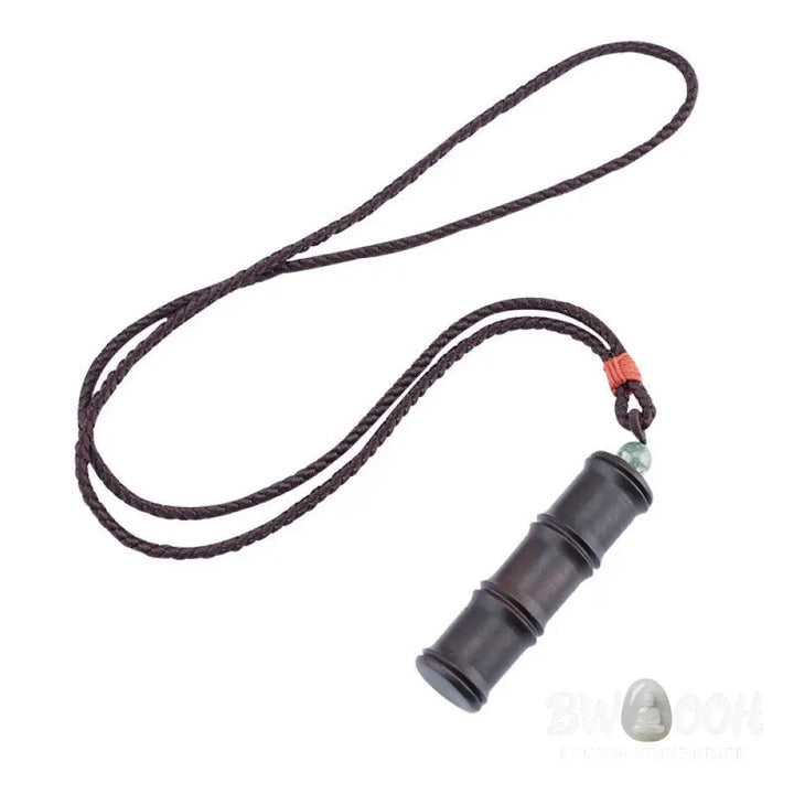 Buddha Stones Ebony Wood Bamboo Pattern Ghau Prayer Box Peace Necklace Pendant - BWOOOH - Necklaces &amp; Pendants