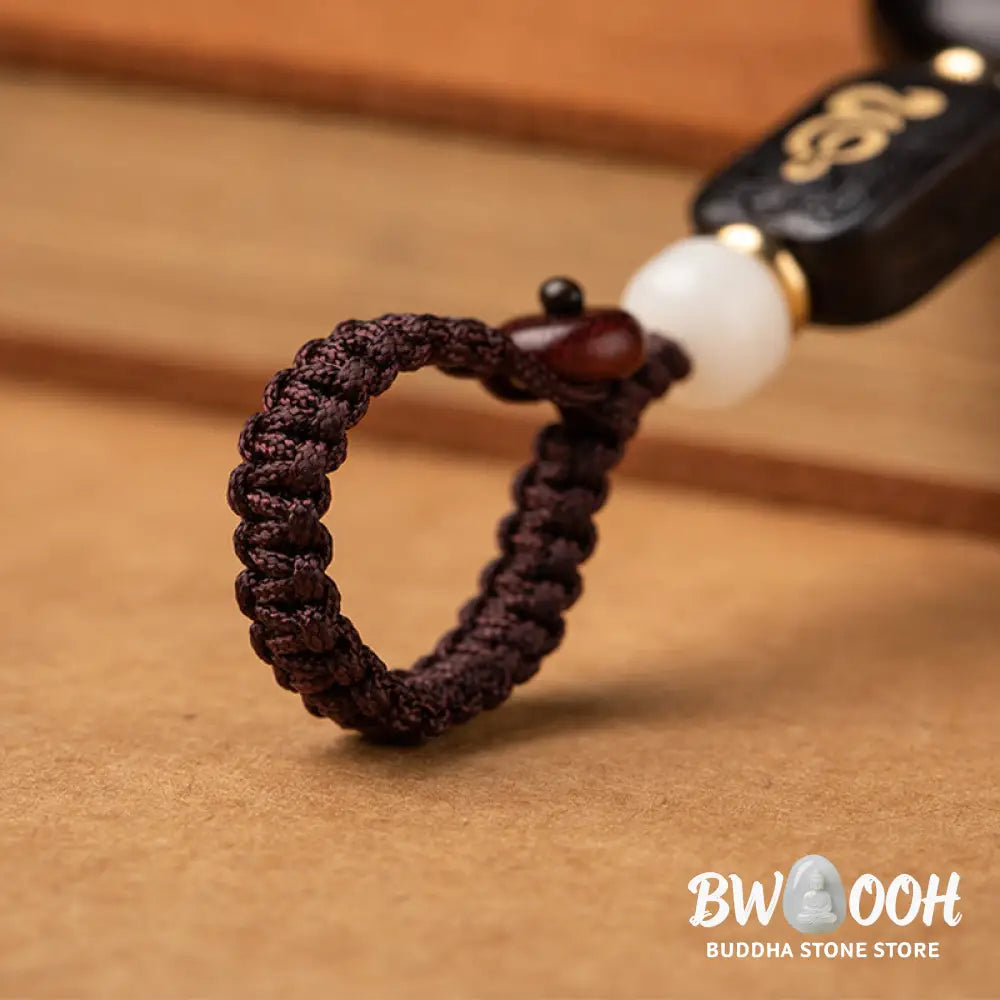 Buddha Stones Ebony Wood Bodhi Seed Lotus Enlightenment Key Chain Decoration - Ebony Wood Bodhi Seed Lotus - Key Chain