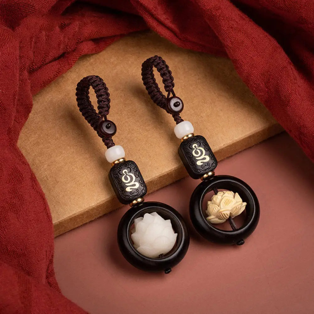 BWOOOH Ebony Wood Bodhi Seed Lotus Enlightenment Key Chai