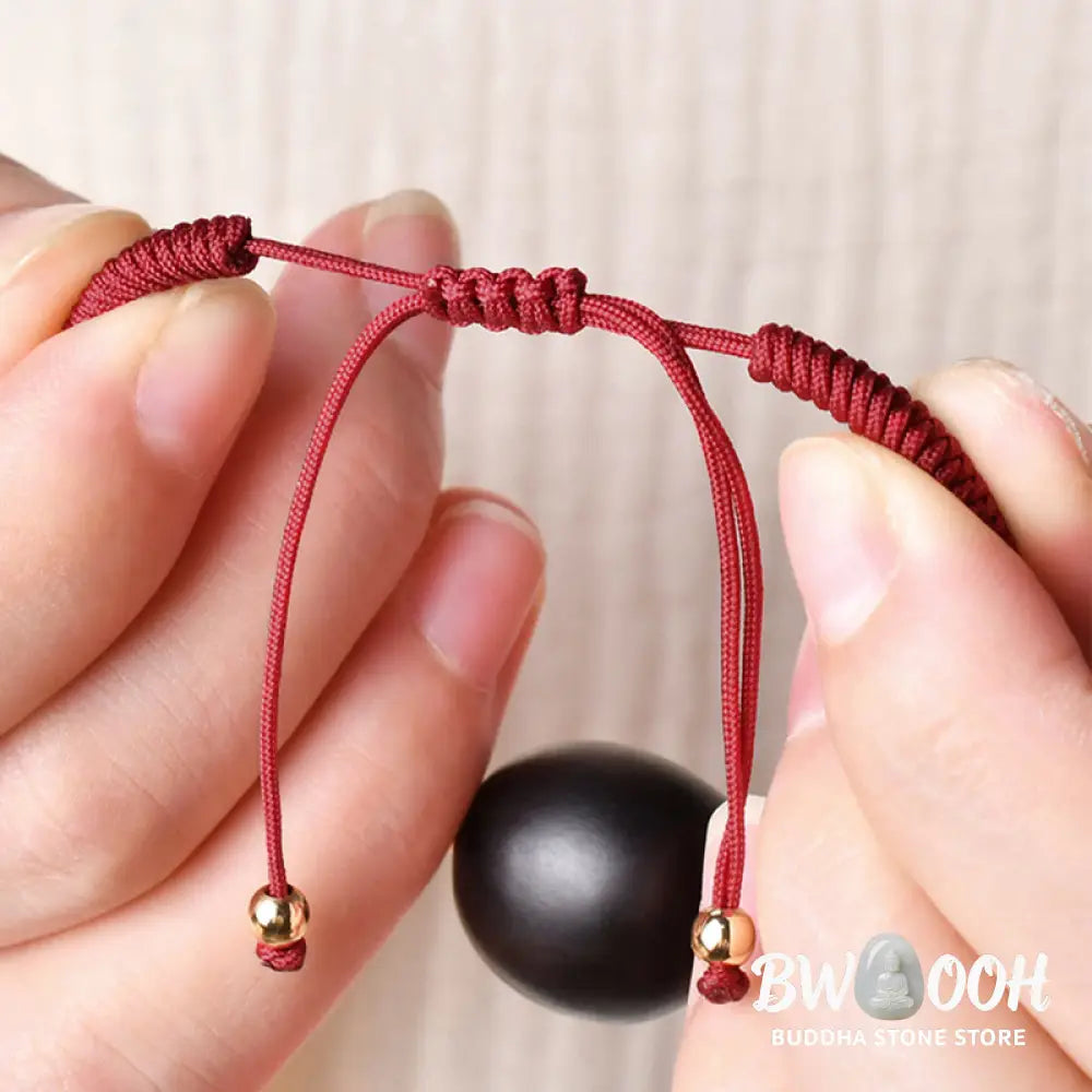 Buddha Stones Ebony Wood Cat Head Pattern Peace King Kong Knot Braided Bracelet - BWOOOH - Bracelet