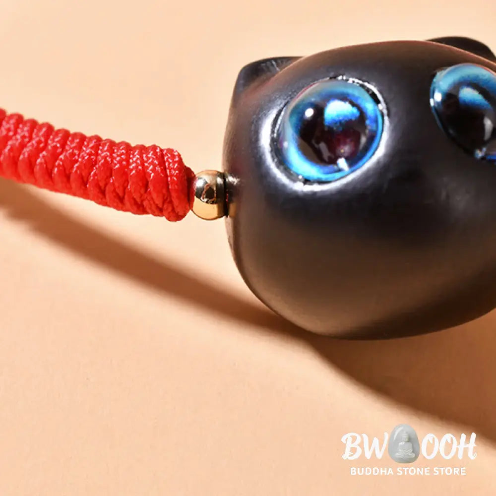 Buddha Stones Ebony Wood Cat Head Pattern Peace King Kong Knot Braided Bracelet - BWOOOH - Bracelet