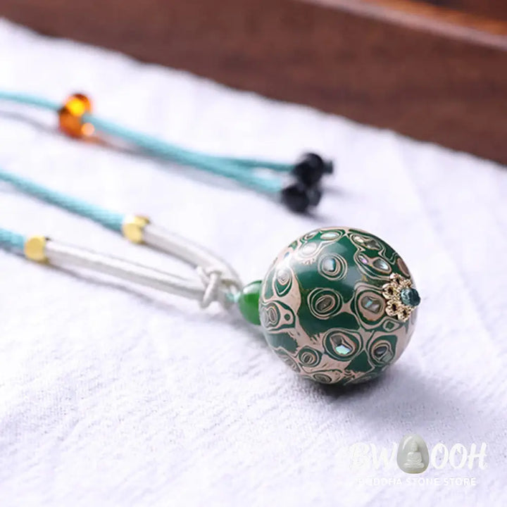 Buddha Stones Ebony Wood Colorful Lacquer Craft Bead Calm Necklace Pendant - BWOOOH - Necklaces &amp; Pendants