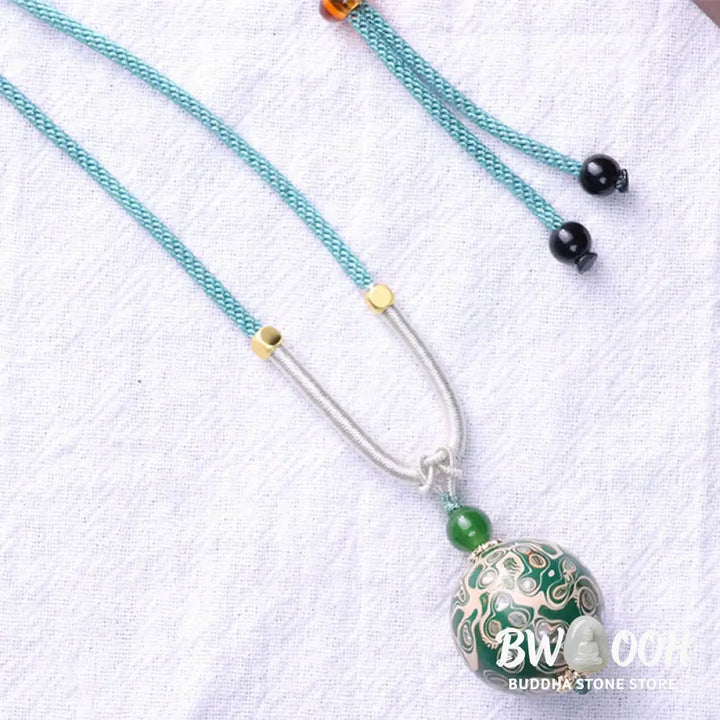 Buddha Stones Ebony Wood Colorful Lacquer Craft Bead Calm Necklace Pendant - BWOOOH - Necklaces &amp; Pendants
