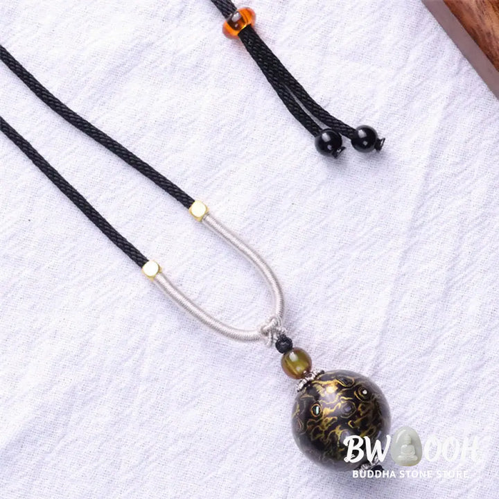 Buddha Stones Ebony Wood Colorful Lacquer Craft Bead Calm Necklace Pendant - BWOOOH - Necklaces &amp; Pendants