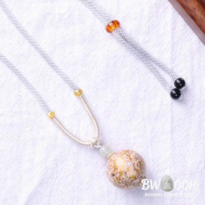 Buddha Stones Ebony Wood Colorful Lacquer Craft Bead Calm Necklace Pendant - BWOOOH - Necklaces &amp; Pendants