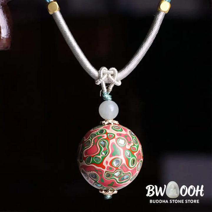 Buddha Stones Ebony Wood Colorful Lacquer Craft Bead Calm Necklace Pendant - BWOOOH - Necklaces &amp; Pendants