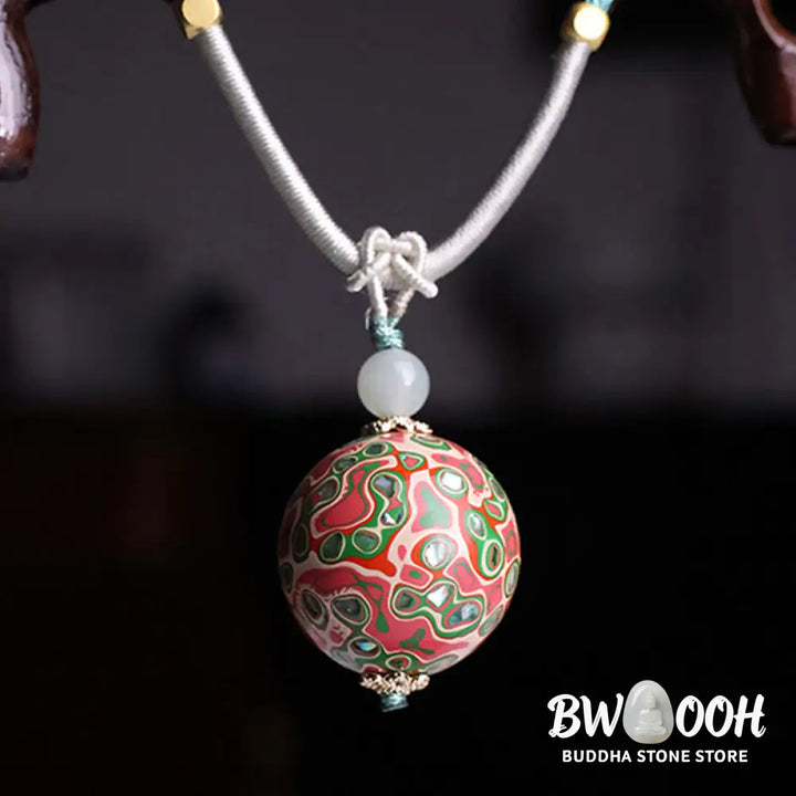 Buddha Stones Ebony Wood Colorful Lacquer Craft Bead Calm Necklace Pendant - BWOOOH - Necklaces &amp; Pendants