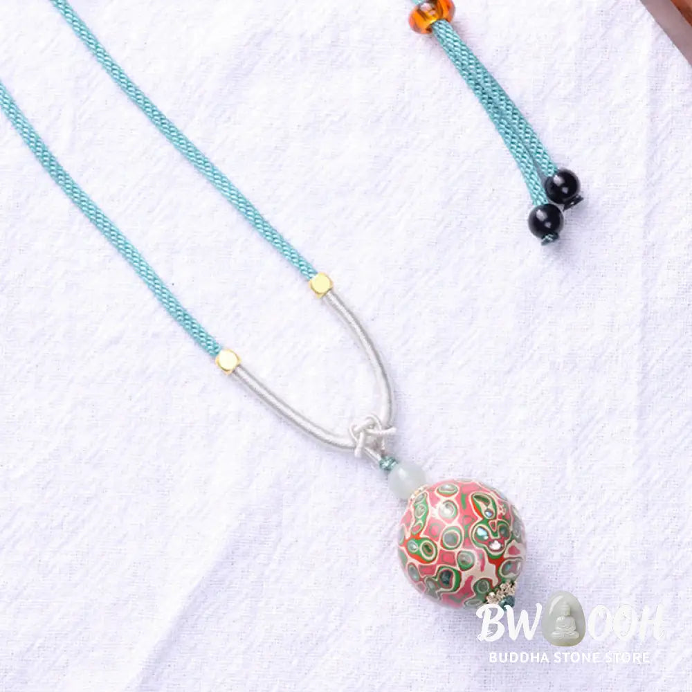 Buddha Stones Ebony Wood Colorful Lacquer Craft Bead Calm Necklace Pendant - BWOOOH - Necklaces &amp; Pendants