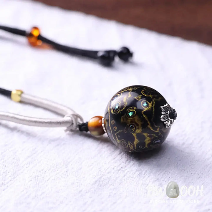 Buddha Stones Ebony Wood Colorful Lacquer Craft Bead Calm Necklace Pendant - BWOOOH - Necklaces &amp; Pendants