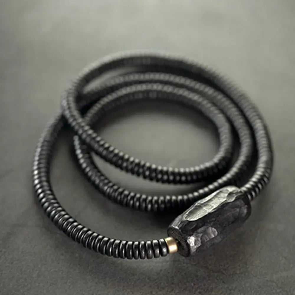BWOOOH Ebony Wood Copper Brass Balance Triple Wrap Bracelet - BWOOOH - Ebony Wood / 14-14.5cm - Bracelet