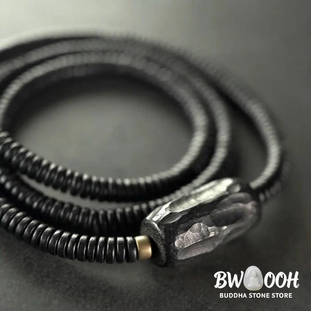 Buddha Stones Ebony Wood Copper Brass Balance Triple Wrap Bracelet - BWOOOH - Bracelet