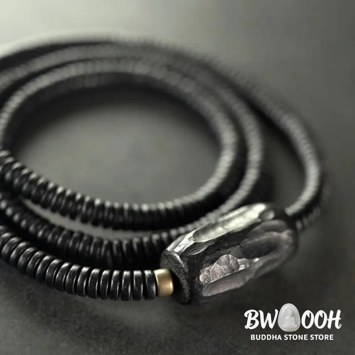 Buddha Stones Ebony Wood Copper Brass Balance Triple Wrap Bracelet - BWOOOH - Bracelet