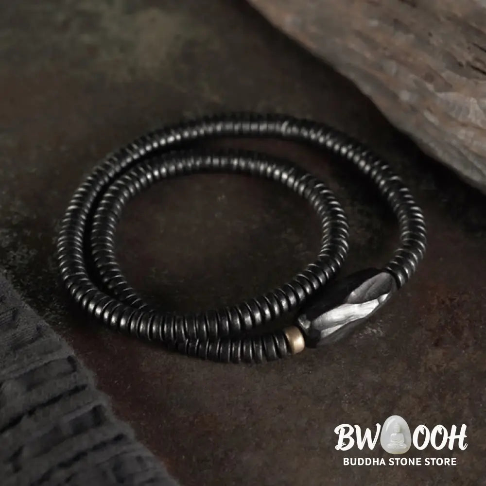 Buddha Stones Ebony Wood Copper Brass Balance Triple Wrap Bracelet - BWOOOH - Bracelet
