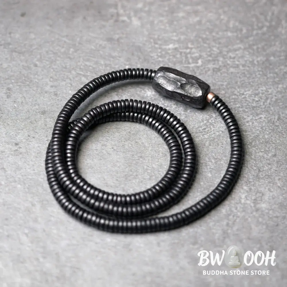 Buddha Stones Ebony Wood Copper Brass Balance Triple Wrap Bracelet - BWOOOH - Bracelet