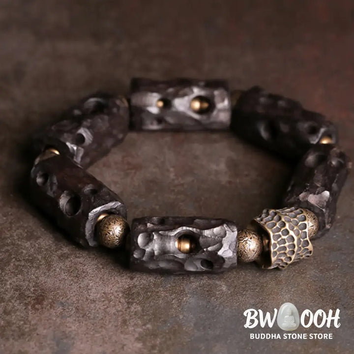 Buddha Stones Ebony Wood Copper Brass Calm Bracelet - BWOOOH - Bracelet
