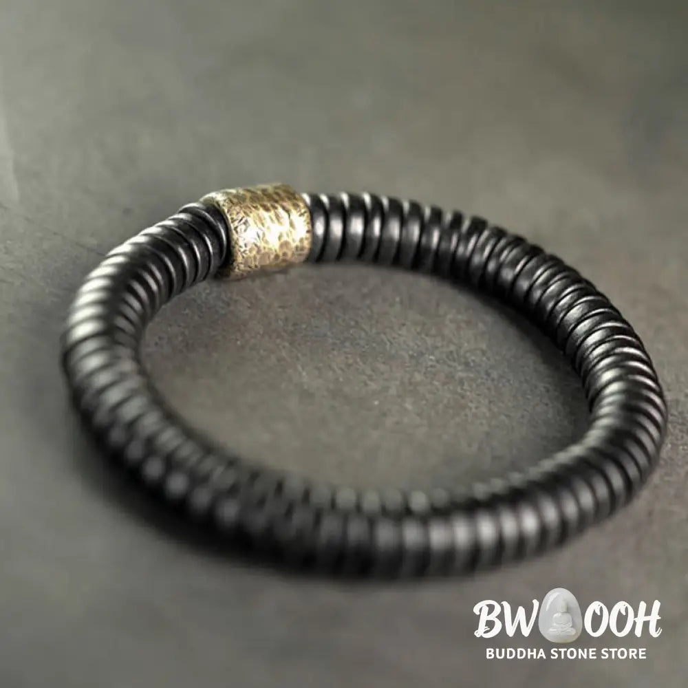 Buddha Stones Ebony Wood Copper Brass Calm Bracelet - BWOOOH - Bracelet